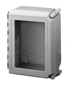 nVent Hoffman A12106CHQRFGW Enclosure, Hinged Cover, Window, NEMA 4X, 12" x 10" x 6", Fiberglass nVent Hoffman A12106CHQRFGW