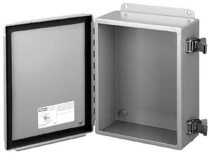 nVent Hoffman A1614CHQR Junction Box, NEMA 12, Hinged Cover, 16" x 14" x 6", Steel nVent Hoffman A1614CHQR