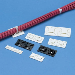 Panduit ABM2S-A-C Cable Tie Mounting Base, 4-Way, Plastic, Indoors, White, Adhesive Panduit ABM2S-A-C