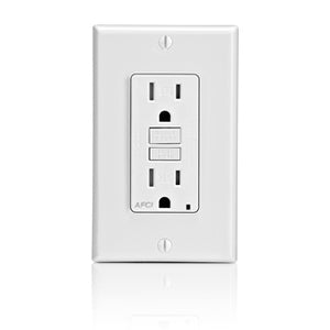 Leviton AFTR1-W Tamper-Resistant AFCI Receptacle, 15A, 120V, White Leviton AFTR1-W
