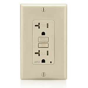 Leviton AFTR2-I 20A, 125V, Arc Fault/Tamper Receptacle, Ivory Leviton AFTR2-I