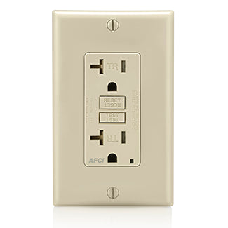 Leviton AFTR2-I 20A, 125V, Arc Fault/Tamper Receptacle, Ivory Leviton AFTR2-I