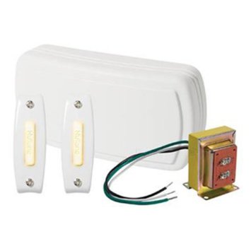 Nutone BK125LWH Wired Chime Kit, Illuminated, 2-Pushbuttons, Surface Mount, White Nutone BK125LWH