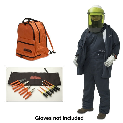 Cementex BPK-CFRCA12-XL Arc Flash Coverall Kit: Coveralls, Dielectric Hard Hat, Safety Glasses - Size: XL Cementex BPK-CFRCA12-XL