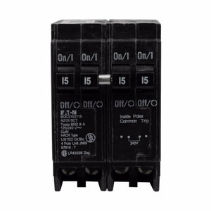 Eaton BQC215240 Breaker, 15/40A, 2P, 120/240V, 10 kAIC, CTL Quad, BR Series Eaton BQC215240