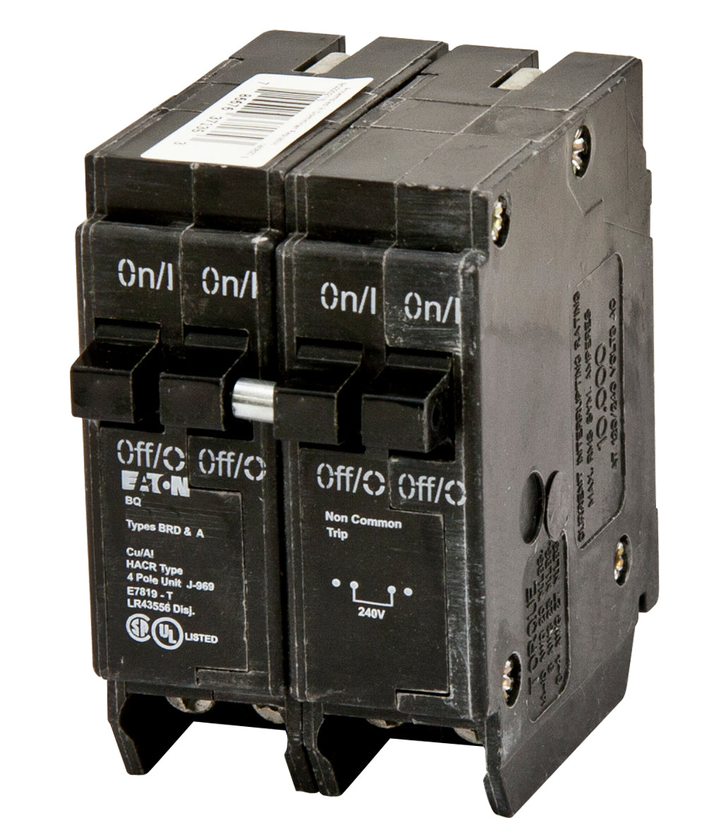 Eaton BQC2202120 Breaker, 20/20A, 2P, 120/240V, 10 kAIC, CTL Quad, BR Series Eaton BQC2202120