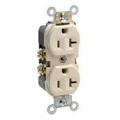 Leviton BR20-T 20A Duplex Receptacle, 125V, 5-20R, Lt Almond, Back/Side, Spec Grade Leviton BR20-T