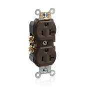 Leviton BR20 20A Duplex Receptacle, 125V, 5-20R, Brown, Back/Side Wired, Spec Grade Leviton BR20