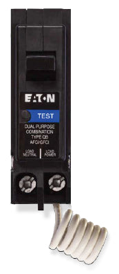 Eaton BRAFGF115QN Breaker, 15A, 1P, 120/240V, 10 kAIC, Combo AFCI/GFCI, Quick Connect Eaton BRAFGF115QN