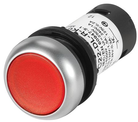 Eaton C22-D-R-K01 22mm Assembled Pushbutton, Flush, Red, C22 Eaton C22-D-R-K01