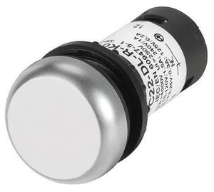 Eaton C22-D-W-K11 22mm Assembled Pushbutton, Flush, White, C22 Eaton C22-D-W-K11