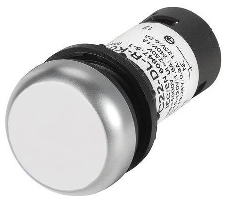 Eaton C22-D-W-K11 22mm Assembled Pushbutton, Flush, White, C22 Eaton C22-D-W-K11