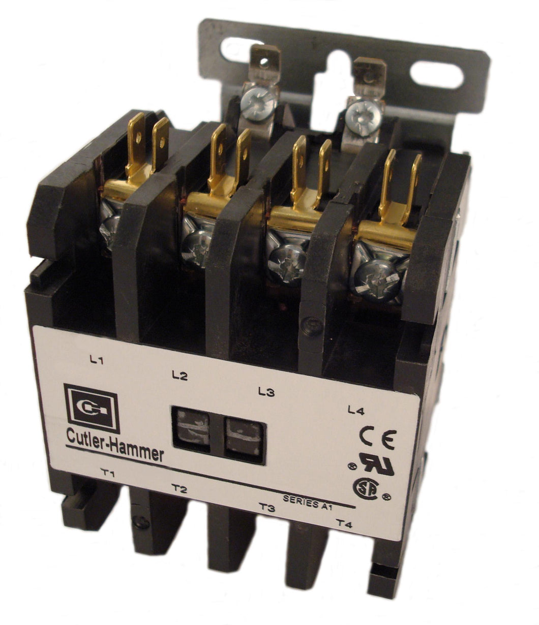 Eaton C25END430B Contactor, Definite Purpose, 4P, 30A, 240VAC Coil, Open Eaton C25END430B
