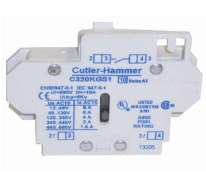 Eaton C320KGS3 Auxiliary Contact, Freedom NEMA, 10A, 600VAC, Side Mount, 1NO/NC Eaton C320KGS3