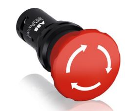 ABB CE4T-10R-01 22mm Assembled Pushbutton, Twist, Red, Compact ABB CE4T-10R-01