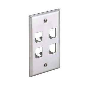 Panduit CFP4SY Wallplate, Classic, 1-Gang, 4-Port, Box Mount, Mini-Com, Stainless Panduit CFP4SY