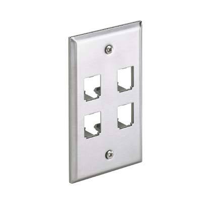 Panduit CFP4SY Wallplate, Classic, 1-Gang, 4-Port, Box Mount, Mini-Com, Stainless Panduit CFP4SY