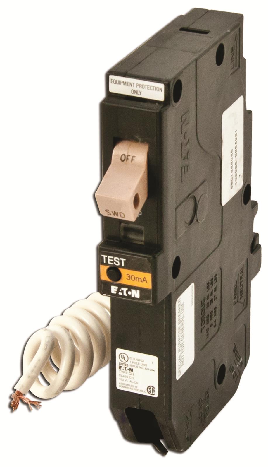 Eaton CHFEP120 Breaker, 20A, 1P, 120/240V, 10 kAIC,CH Equipment Protector W/Flag Eaton CHFEP120