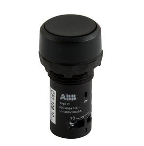 ABB CP1-10B-10 22mm Assembled Pushbutton, Flush, Black, Compact ABB CP1-10B-10
