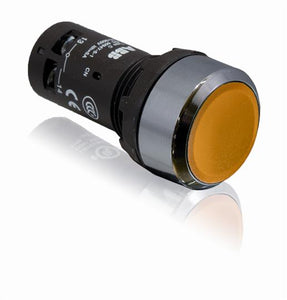 ABB CP1-10Y-10 Compact Pushbutton,mom,fls,yel,1no,blk Rng ABB CP1-10Y-10