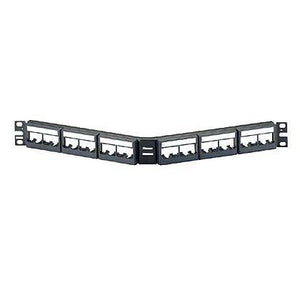 Panduit CPPLA24WBLY Patch Panel, Angled, 24 Port, w/6 CFFPL4 Faceplates, 1RMU, Black Panduit CPPLA24WBLY