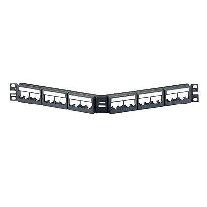Panduit CPPLA48WBLY Patch Panel, Angled, 48 Port, w/12 CFFPL4 Faceplates, 2RMU, Black Panduit CPPLA48WBLY