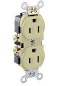 Leviton CR15-I 15 Amp Duplex Receptacle, 125V, 5-15R, Ivory, Comm Grade, Side Wire Leviton CR15-I