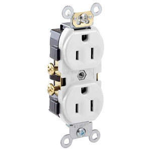 Leviton CR15-W 15 Amp Duplex Receptacle, 125V, 5-15R, White Leviton CR15-W