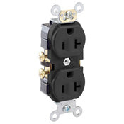 Leviton CR20-E 20A Duplex Receptacle, 125V, 5-20R, Black, Side Wired, Spec Grade Leviton CR20-E