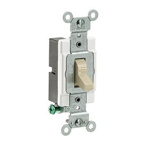 Leviton CS120-2I 1-Pole Switch, 20 Amp, 120/277V, Ivory, Side Wired, Commercial Leviton CS120-2I