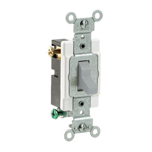 Leviton CS315-2GY 3-Way Switch, 15 Amp, 120/277V, Gray, Side Wired, Commercial Grade Leviton CS315-2GY