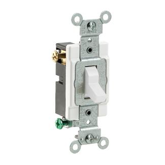 Leviton CS315-2W 3-Way Switch, 15 Amp, 120/277V, White, Side Wired, Commercial Grade Leviton CS315-2W
