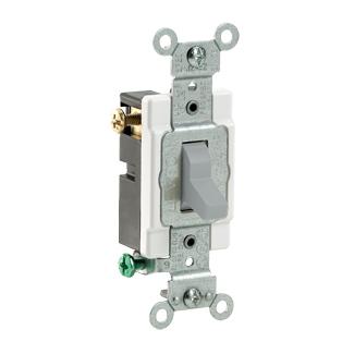 Leviton CS320-2GY 3-Way Switch, 20 Amp, 120/277V, Gray, Side Wired, Commercial Grade Leviton CS320-2GY