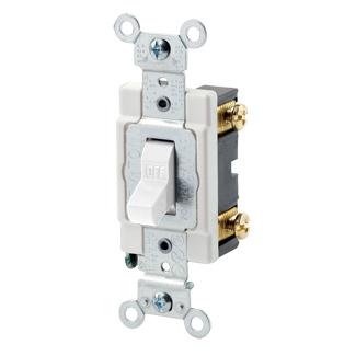 Leviton CSB1-15W 1-Pole Switch, 15 Amp, 120/277V, White, Back/Side Wired, Commercial Leviton CSB1-15W