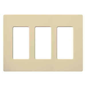 Lutron CW-3-IV Dimmer/Fan Control Wallplate, 3-Gang, Ivory, Claro Series Lutron CW-3-IV