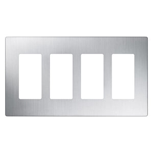Lutron CW-4-SS Dimmer/Fan Control Wallplate, 4-Gang, Stainless Steel, Claro Series Lutron CW-4-SS