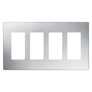 Lutron CW-4-SS Dimmer/Fan Control Wallplate, 4-Gang, Stainless Steel, Claro Series Lutron CW-4-SS