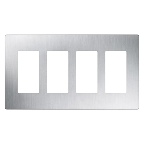 Lutron CW-4-SS Dimmer/Fan Control Wallplate, 4-Gang, Stainless Steel, Claro Series Lutron CW-4-SS