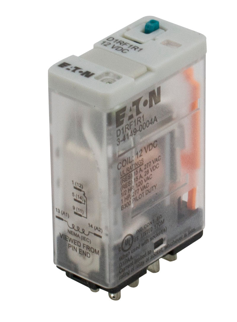 Eaton D1RF1R1 General Purpose Relay, 5 Blade, SPDT, 12V DC Eaton D1RF1R1