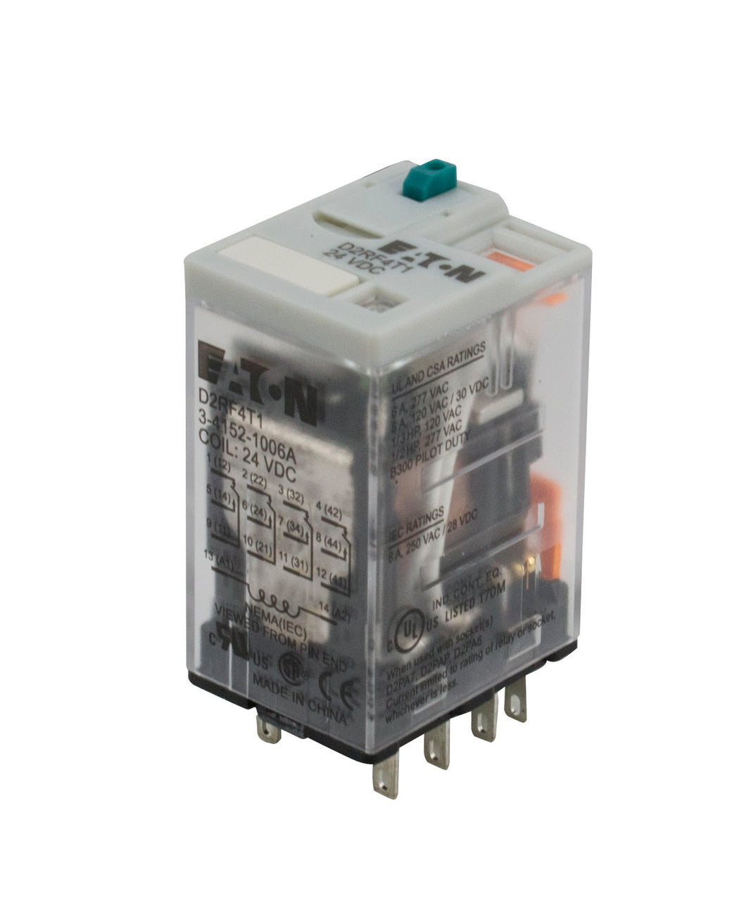 Eaton D2RF4T1 General Purpose Relay, 14 Blade, 4PDT, 24V DC Eaton D2RF4T1