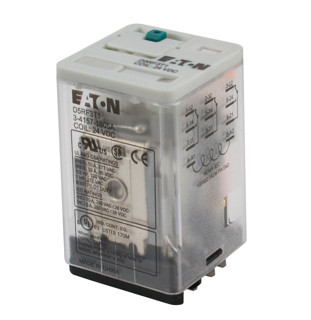 Eaton D5RF3A Relay, D5 General Purpose, 11 Blade, 3PDT Contacts, 120 VAC Coil Eaton D5RF3A