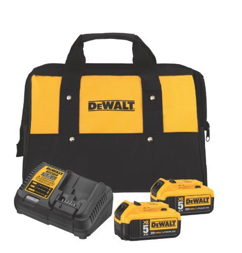 DEWALT DCB205-2CK Starter Kit: (2) 20V Max 5.0Ah Batteries, Charger, Soft Bag DEWALT DCB205-2CK
