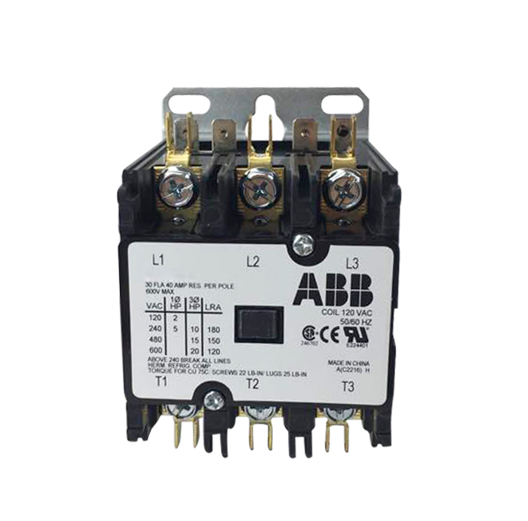 ABB DP30C3P-F 30A, 3P, Definite Purpose Contactor ABB DP30C3P-F