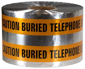 Dottie DU605 Detectable Barricade Tape, "Buried Telephone Line Below", 6" x 1000', Orange Dottie DU605