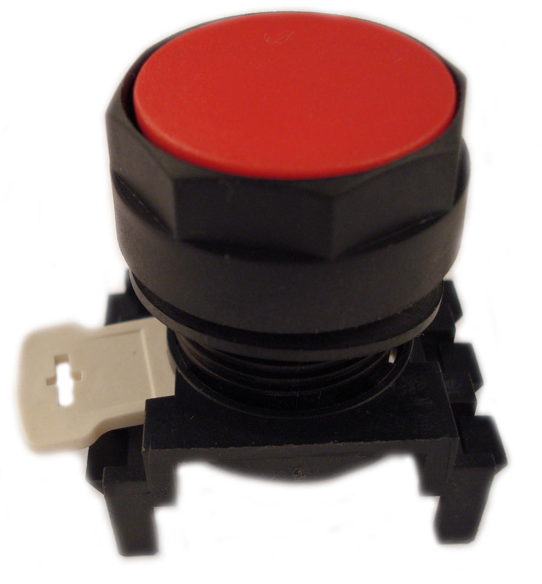 Eaton E22PB2 Pushbutton, 22mm, Flush, Red, Momentary, E22, Mounting Base Eaton E22PB2