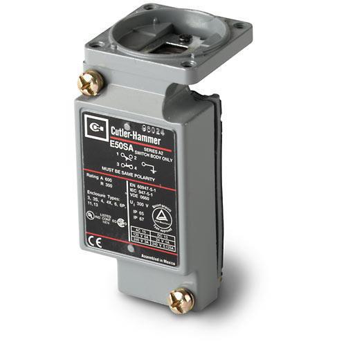 Eaton E50SA Limit Switch, Body Only, 2P, 1NO/1NC, Compact, 10A, 600VAC Eaton E50SA
