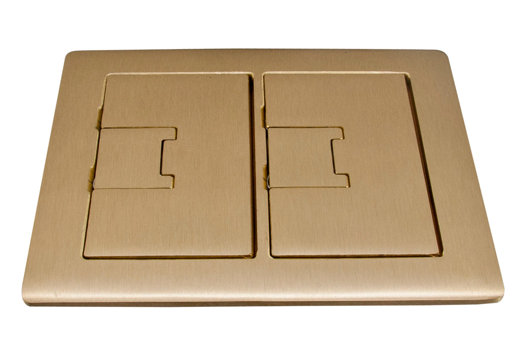 Carlon E9762BR Rectangular Floor Box Cover, 2-Gang, Type Universal, Flip-Lid, Brass Carlon E9762BR