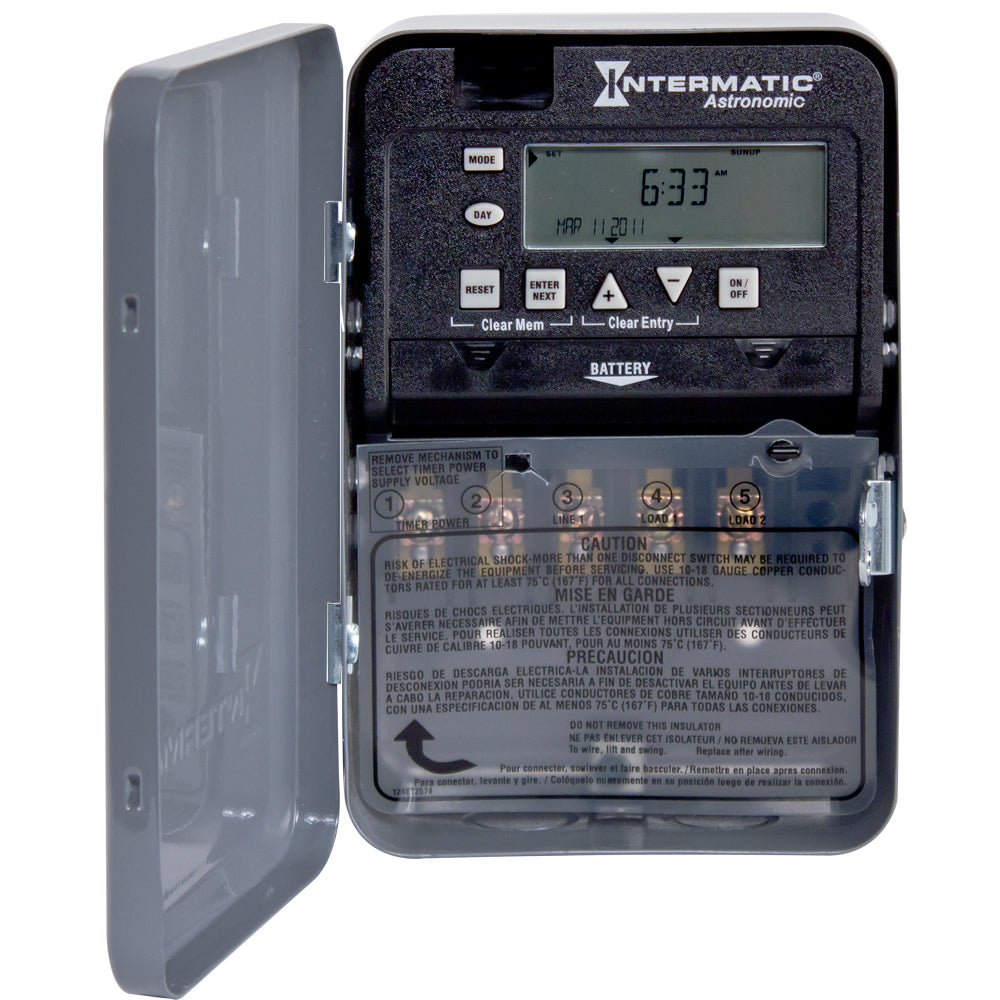 Intermatic ET8115C Time Switch, 7 Day, Astronomic, SPDT, NEMA 1, 30A Intermatic ET8115C