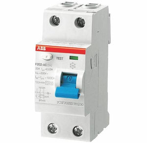 ABB F202AC-25/0.03 25A, 2P, 480Y/277V, UL 1053, Residual Current ABB F202AC-25 / 0.03