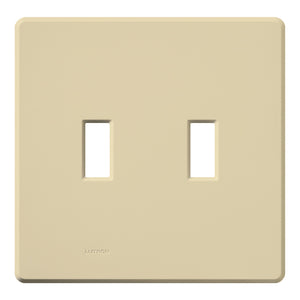 Lutron FG-2-IV Toggle Switch Wallplate, 2-Gang, Plastic, Ivory Gloss Lutron FG-2-IV